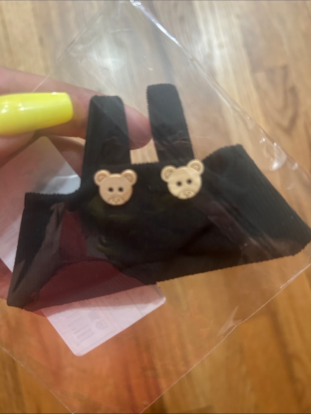 Mini Doll Girl Outfit - Black Ribbed Bear Overalls 17 CM/15 CM